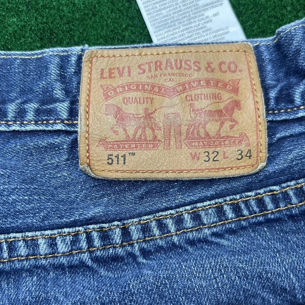 Levi's 511 Slim Fit Blue Distressed Jeans Mens Size 32x34